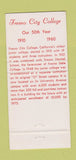 Matchbook Cover - Fresno City College 1960 CA 30 Strike