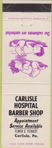 Matchbook Cover - Carlisle Hospital Barber Shop PA
