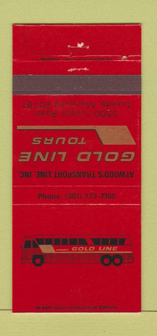 Matchbook Cover - Gold Line Bus Tours Tuxedo MD 30 Strike