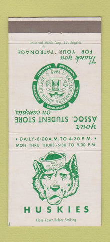 Matchbook Cover - East Los Angeles Junior College Huskies CA 30 Strike