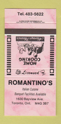 Matchbook Cover - Romantino's Toronto ON Italian Restaurant 30 Strike