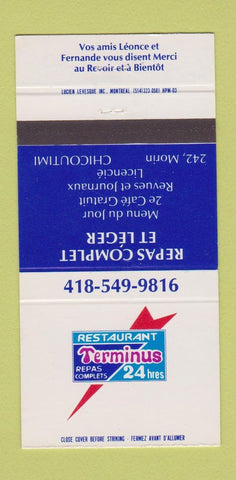 Matchbook Cover - Restaurant Terminus Chicoutimi QC 30 Strike