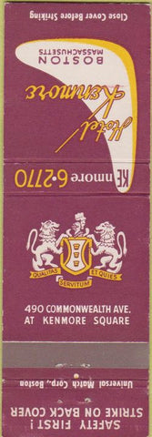 Matchbook Cover - Hotel Kenmore Boston MA