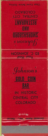Matchbook Cover - Gold Coin Bar Central City CO