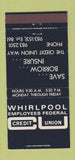 Matchbook Cover - Whirlpool Credit Union BLUE 30 Strike