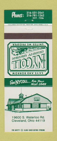 Matchbook Cover - Nycoll Credit Union Cleveland OH 30 Strike