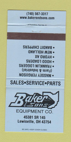 Matchbook Cover - Baker & Son Equipment Tractors Lewisville OH BLUE 30 Strike