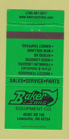 Matchbook Cover - Baker & Son Equipment Tractors Lewisville OH GREEN 30 Strike