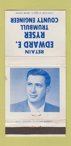Matchbook Cover - Edward Ryser Trumbull County Engineer OH 30 Strike