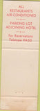 Matchbook Cover - Chancellor Hotel Parkersburg WV