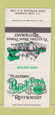 Matchbook Cover - Planters Back Porch Restaurant Murrells Inlet SC 30 Strike
