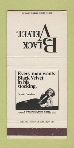 Matchbook Cover - Black Velvet Liquor girlie 30 Strike