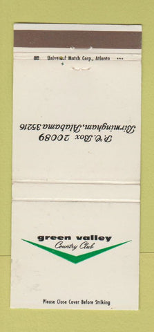 Matchbook Cover - Green Valley Country Club Birmingham AL 30 Strike