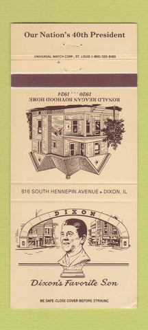 Matchbook Cover - Dixon National Bank IL Ronald Reagan WEAR 30 Strike