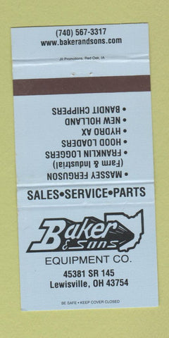 Matchbook Cover - Baker & Son Equipment Tractors Lewisville OH BLUE 30 Strike