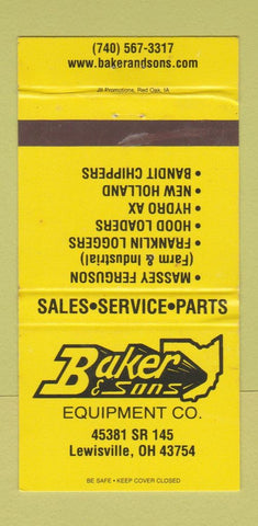 Matchbook Cover - Baker & Son Equipment Tractors Lewisville OH YELLOW 30 Strike