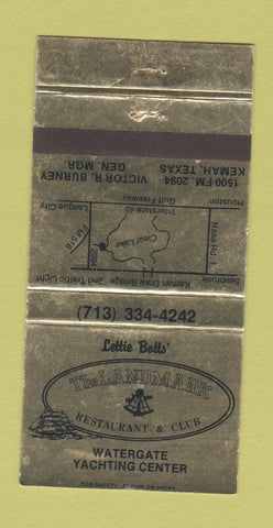 Matchbook Cover - Landmark Restaurant Club Kemah TX WEAR 30 Strike