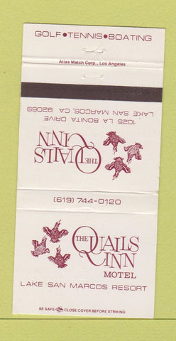 Matchbook Cover - Quails Inn Lake San Marcos CA 30 Strike