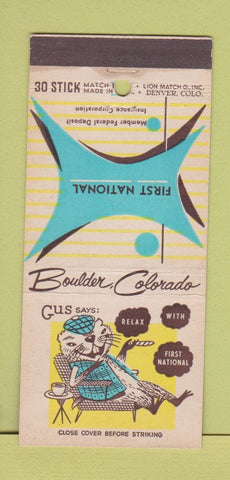 Matchbook Cover - First National Bank Boulder Colorado WEAR  30 Stick