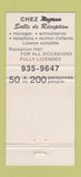 Matchbook Cover - Magnan Restaurant Montreal QC lumber 30 Strike