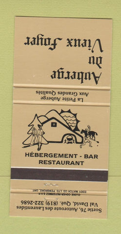 Matchbook Cover - Auberge du Vieux Foyer Val David QC 30 Strike