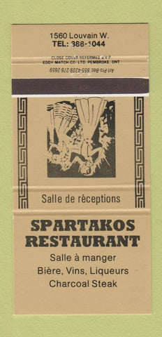 Matchbook Cover - Spartakos Restaurant QC 30 Strike