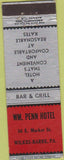 Matchbook Cover - William Penn Hotel Wilkes Barre PA