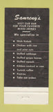 Matchbook Cover - Samreny's Restaurant Pittsburgh PA Middle Eastern 30 Strike