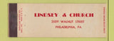 Matchbook Cover - Lindsey and Church Philadelphia PA Full Length