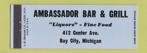Matchbook Cover - Ambassador Bar Grill Bay City MI Full Length
