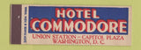 Matchbook Cover - Hotel Commodore Washington DC Full Length