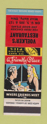 Matchbook Cover - Voelker's Restaurant West Unity OH