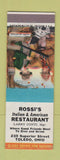Matchbook Cover - Rossi's Italian Restaurant Toledo OH