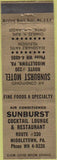 Matchbook Cover - Sunburst Motel Middletown PA