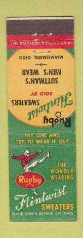 Matchbook Cover - Rugby Sweaters Suttman's Miamisburg OH football