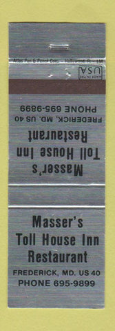 Matchbook Cover - Masser's Toll House Frederick MD