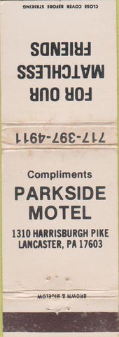 Matchbook Cover - Parkside Motel Lancaster PA WEAR