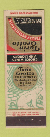 Matchbook Cover - Turin Grotto Italian Philadelphia PA bear WEAR