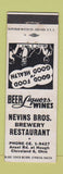 Matchbook Cover - Nevins Bros Brewery Restaurant Cleveland OH