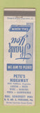 Matchbook Cover - Pete's Hideaway Friendens PA