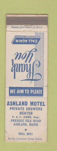 Matchbook Cover - Ashland Motel Ashland ME