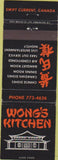 Matchbook Cover - Wong's Kitchen Swift Current Canada