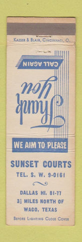 Matchbook Cover - Sunset Courts Waco TX WEAR
