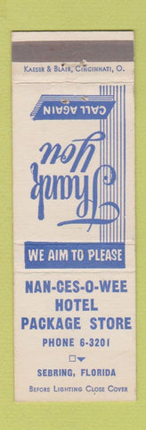 Matchbook Cover - Nan Ces O Wee Hotel Sebring FL