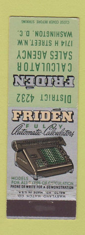 Matchbook Cover - Friden Calculators Washington DC