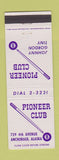 Matchbook Cover - Pioneer Club Billiards Anchorage AK