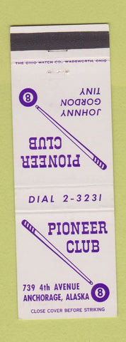 Matchbook Cover - Pioneer Club Billiards Anchorage AK
