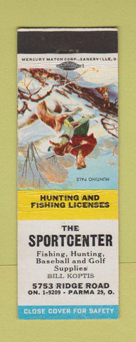 Matchbook Cover - The Sportcenter Parma OH baseball sporting goods
