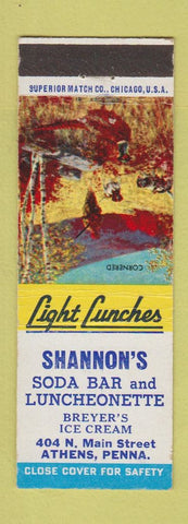 Matchbook Cover - Shannon's Soda Luncheonette Athens PA
