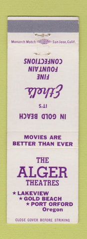 Matchbook Cover - Alger Theatres Lakeview Gold Beach Port Orford OR